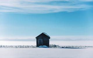 Картинка Пейзаж, Зима, Дом, Изба, Природа, Снег