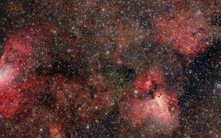Картинка Космос, Звезды, Галактика, Туманность, Красный