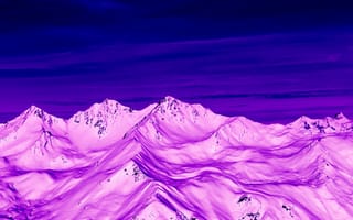 Картинка Природа, Горы, Вид Сверху, Сумерки, Снег, Вершины, Фиолетовый