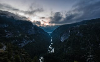 Картинка Природа, Река, Туман, Пасмурно, Горы