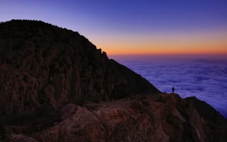 Картинка Природа, Облака, Человек, Гора, Саудовская Аравия, Эль-Баха, Одиночество