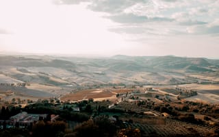 Картинка Пейзаж, Природа, Коммуна, Вид Сверху, Монтоне, Италия, Туман