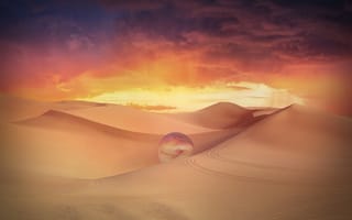 Картинка Облака, Песок, Дюны, Разное, Пустыня, Хрустальный Шар