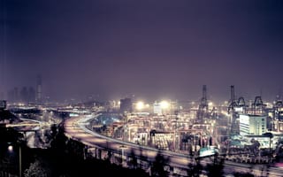 Картинка Города, Ночь, Здания, Вид Сверху, Гонконг