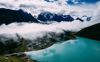 Картинка Природа, Горы, Озеро, Туман