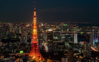 Картинка Города, Ночной Город, Башня, Небоскребы, Токио
