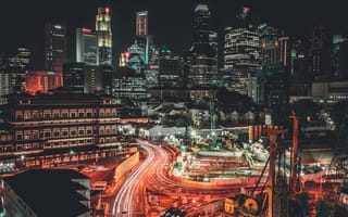 Картинка Города, Ночь, Небоскребы, Сингапур
