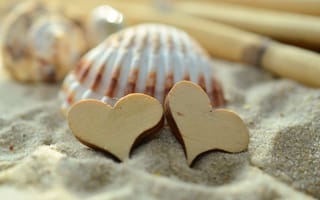 Картинка Песок, Любовь, Ракушка, Сердце