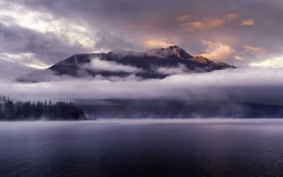 Картинка Природа, Горы, Озеро, Облака, Квинстаун, Новая Зеландия, Вершины, Туман