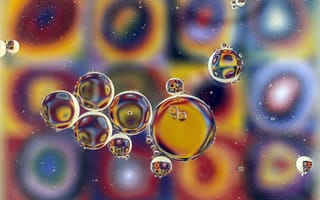 Картинка Абстракция, Вода, Разноцветный, Размытость, Пузыри
