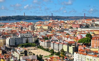 Картинка Города, Архитектура, Вид Сверху, Здания, Город, Лиссабон