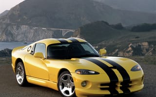 Картинка Додж Вайпер (Dodge Viper), Тачки (Cars), Желтый, Gts, Вид Сбоку
