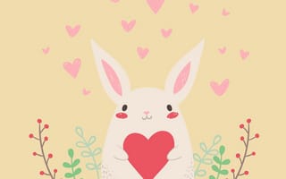 Картинка Арт, Любовь, Сердце, Кролик, Милый, Заяц