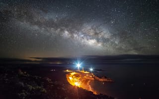 Картинка Природа, Ночь, Ла-Пальма, Звездное Небо, Испания, Освещение