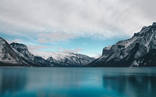 Картинка Природа, Горы, Канада, Озеро, Минневанка, Снег