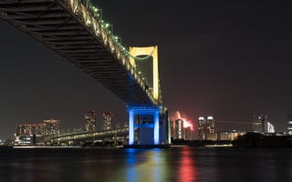 Обои Города, Ночной Город, Залив, Япония, Токио, Мост