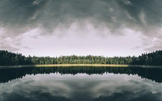 Картинка Природа, Деревья, Озеро, Небо, Отражение