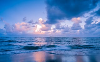 Картинка Закат, Природа, Облака, Море, Горизонт, Прибой, Филиппины