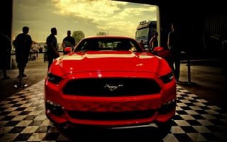 Картинка Мустанг (Mustang), Форд (Ford), Красный, Тачки (Cars), Вид Спереди