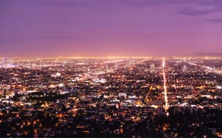 Картинка Города, Ночной Город, Панорама, Лос-Анджелес, Сша