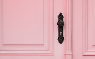 Картинка Розовый, Замок, Дверь, Ручка, Минимализм