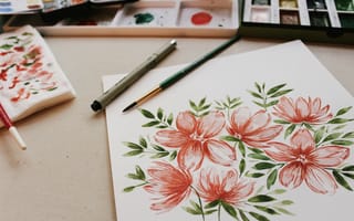Картинка Цветы, Разное, Кисти, Краски, Рисование