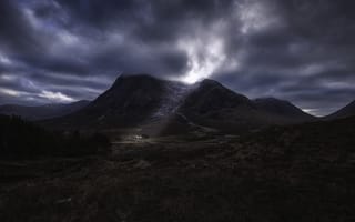 Картинка Шотландия, Природа, Гора, Туман, Вершина, Облака