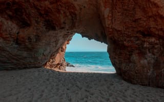 Картинка Природа, Вода, Пляж, Пещера, Песок, Море, Скала
