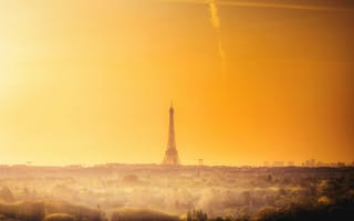 Картинка Города, Париж, Эйфелева Башня, Горизонт, Франция, Рассвет