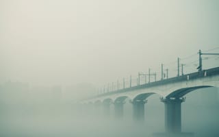 Картинка Природа, Небо, Мост, Туман