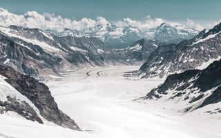 Картинка Природа, Горы, Швейцария, Вершины, Ледник, Алечский Ледник, Снег