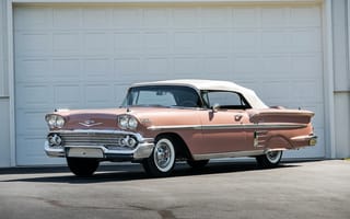 Картинка chevrolet, convertible, bel, air, 1958г, impala, 348, super, tri-power, turbo-thrust