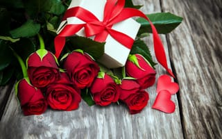 Картинка розы, лента, алый, подарок, сердечко