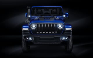 Картинка jeep wrangler unlimited moparized , 2018, автомобили, jeep, синий, джип, moparized, unlimited, wrangler, front, view, вранглер