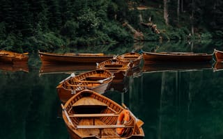 Картинка корабли, лодки, шлюпки, озеро, отражение