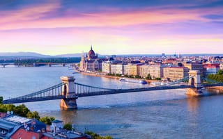 Картинка города, будапешт , венгрия, река, мост