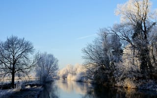 Картинка природа, реки, деревья, озера, река, снег