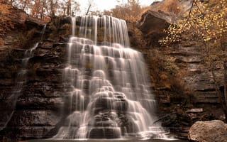 Картинка природа, водопады, водопад, камни, осень, скалы