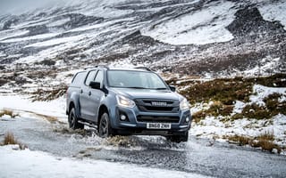 Картинка автомобили, isuzu, снег, горы, голубой
