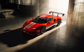 Картинка автомобили, ferrari, помещение, свет, красный