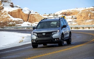 Картинка автомобили, honda, скалы, снег, дорога, серебристый, поворот