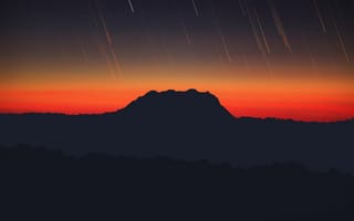 Картинка природа, небо, цветные, оранжевые, горы, звездное