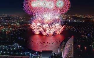 Картинка harbor, город, фейерверк, фестиваль, залив