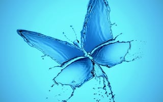 Картинка aqua butterfly, синие, вода, бабочки, капли, брызги, аква, фигура
