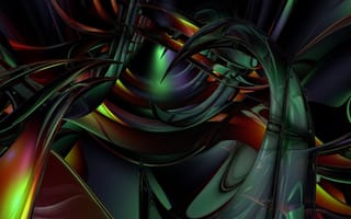 Картинка 3d, абстрактные, зеленые, золотые, 3д, взрыв