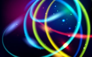 Картинка cirlcles, neon circles, абстрактные, синие, цветные, желтые, неоновые, круги