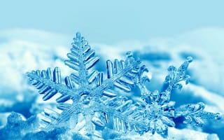 Картинка синие, зима, снег, снежинки