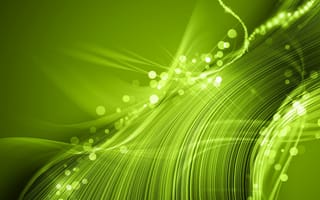 Картинка зеленые, блестящие, волна, боке, линии, путь