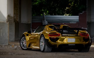 Картинка 918, porsche, porsche 918 spyder, золотые, порше, версия