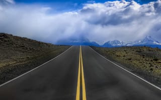 Картинка art, road to nowhere, арт, прекрасные, пейзаж, цветные, дорога, облака, горы